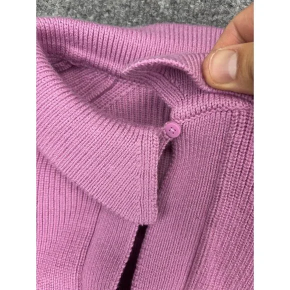 Lululemon Collared Merino Wool Sweater Womens Small Pink Ribbed Knit Cropped - Picture 5 of 7